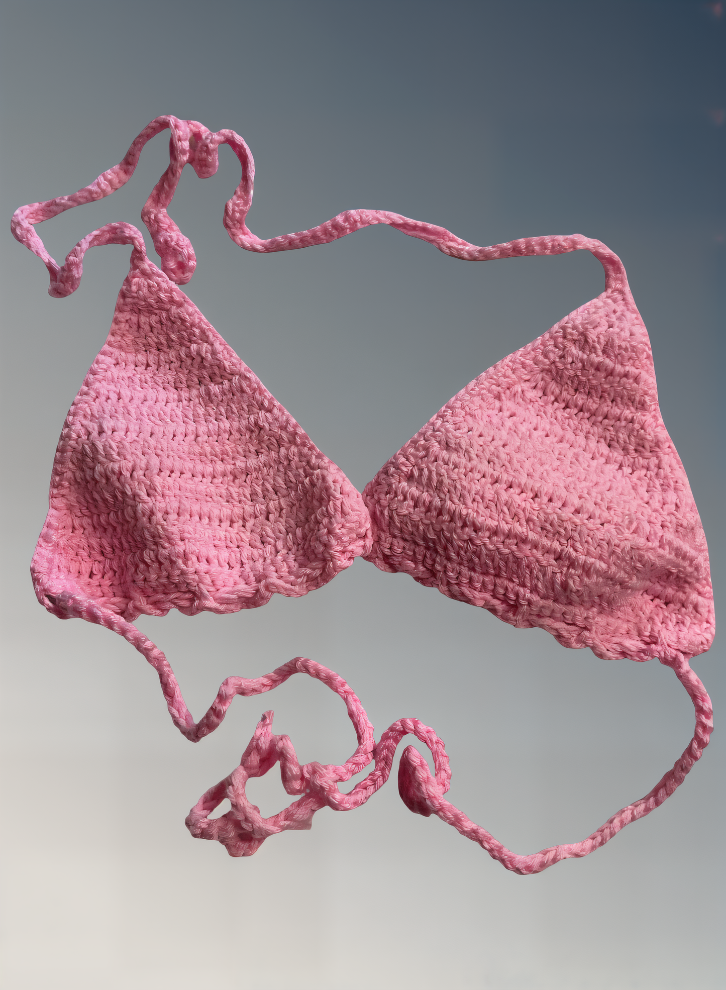 Full Coverage Pink Tie Back Rave Festival Crocheted Bralette Bikini Crop Top - Autumn LeAnn Designs®