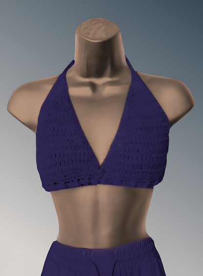 Full Coverage Purple Tie Back Rave Festival Crocheted Bralette Bikini Crop Top - Autumn LeAnn Designs®