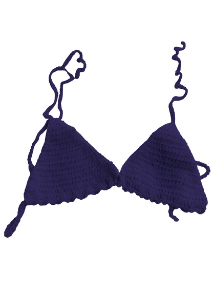 Full Coverage Purple Tie Back Rave Festival Crocheted Bralette Bikini Crop Top - Autumn LeAnn Designs®
