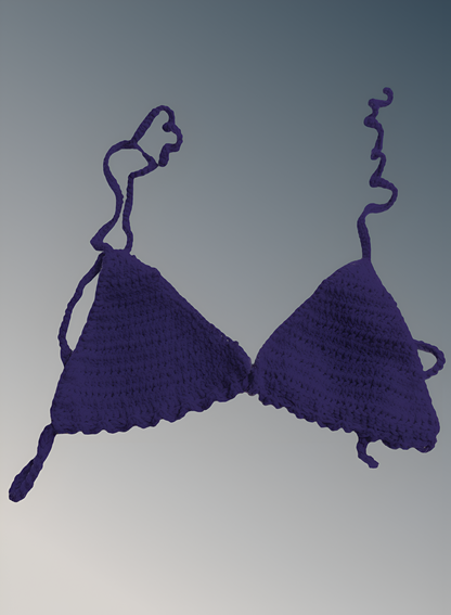 Full Coverage Purple Tie Back Rave Festival Crocheted Bralette Bikini Crop Top - Autumn LeAnn Designs®