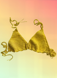 Full Coverage Yellow Tie Back Rave Festival Crocheted Bralette Bikini Crop Top