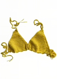 Full Coverage Yellow Tie Back Rave Festival Crocheted Bralette Bikini Crop Top