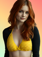Full Coverage Yellow Tie Back Rave Festival Crocheted Bralette Bikini Crop Top