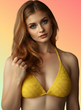 Full Coverage Yellow Tie Back Rave Festival Crocheted Bralette Bikini Crop Top