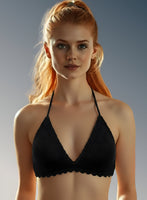 Full Coverage Black Tie Back Rave Festival Crocheted Bralette Bikini Crop Top