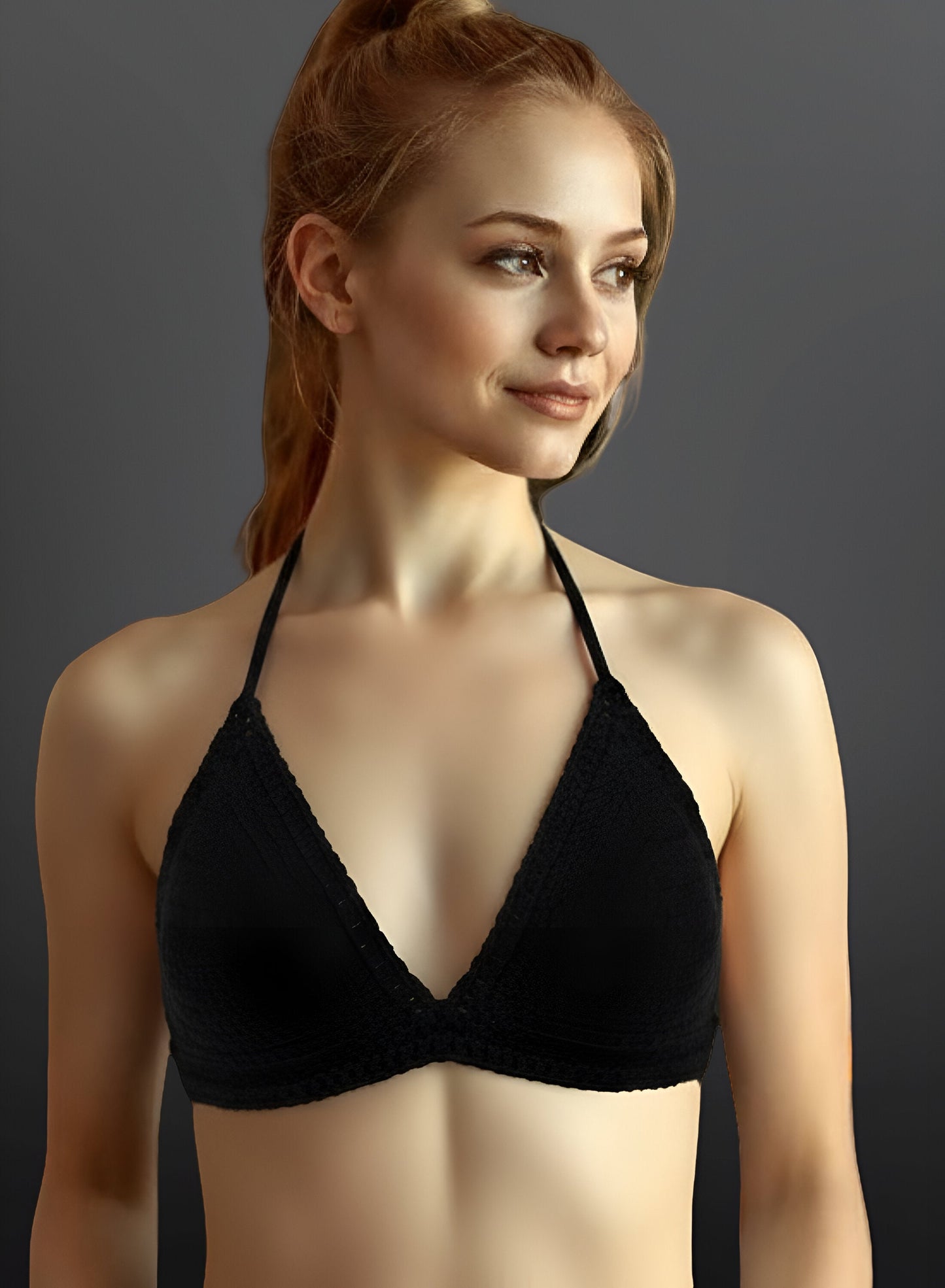 Full Coverage Black Tie Back Rave Festival Crocheted Bralette Bikini Crop Top - Autumn LeAnn Designs®