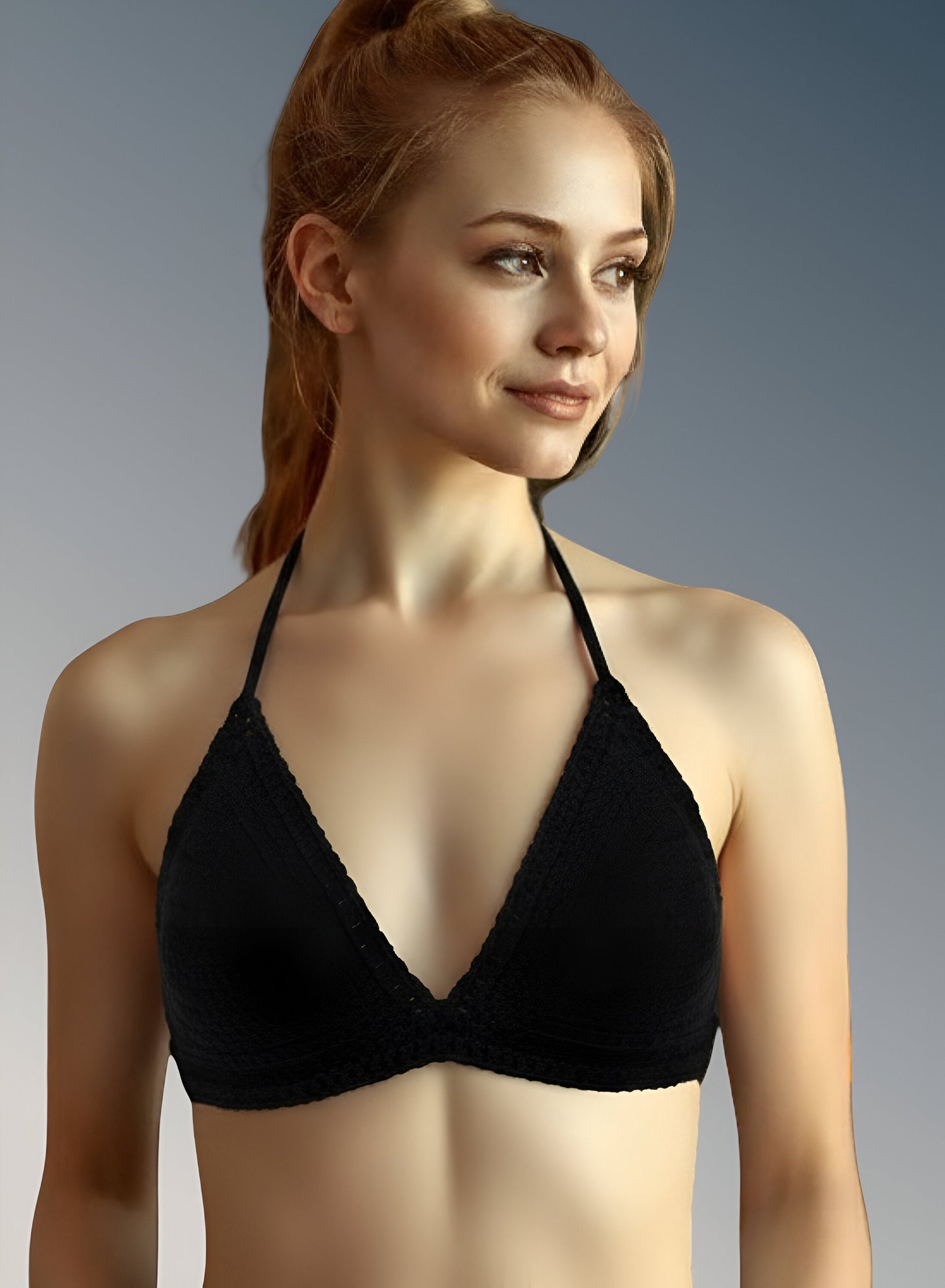 Full Coverage Black Tie Back Rave Festival Crocheted Bralette Bikini Crop Top - Autumn LeAnn Designs®