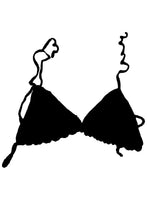 Full Coverage Black Tie Back Rave Festival Crocheted Bralette Bikini Crop Top
