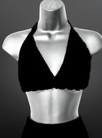 Full Coverage Black Tie Back Rave Festival Crocheted Bralette Bikini Crop Top