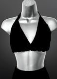 Full Coverage Black Tie Back Rave Festival Crocheted Bralette Bikini Crop Top