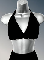 Full Coverage Black Tie Back Rave Festival Crocheted Bralette Bikini Crop Top