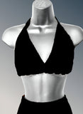 Full Coverage Black Tie Back Rave Festival Crocheted Bralette Bikini Crop Top