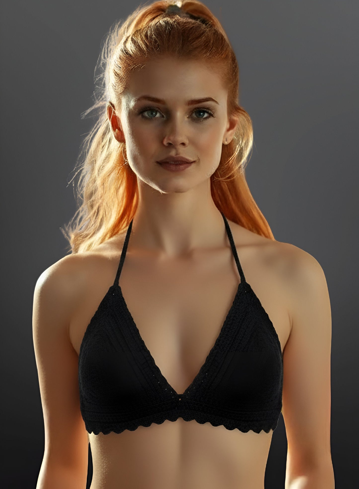 Full Coverage Black Tie Back Rave Festival Crocheted Bralette Bikini Crop Top - Autumn LeAnn Designs®