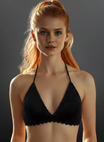Full Coverage Black Tie Back Rave Festival Crocheted Bralette Bikini Crop Top