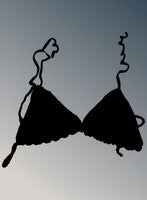 Full Coverage Black Tie Back Rave Festival Crocheted Bralette Bikini Crop Top