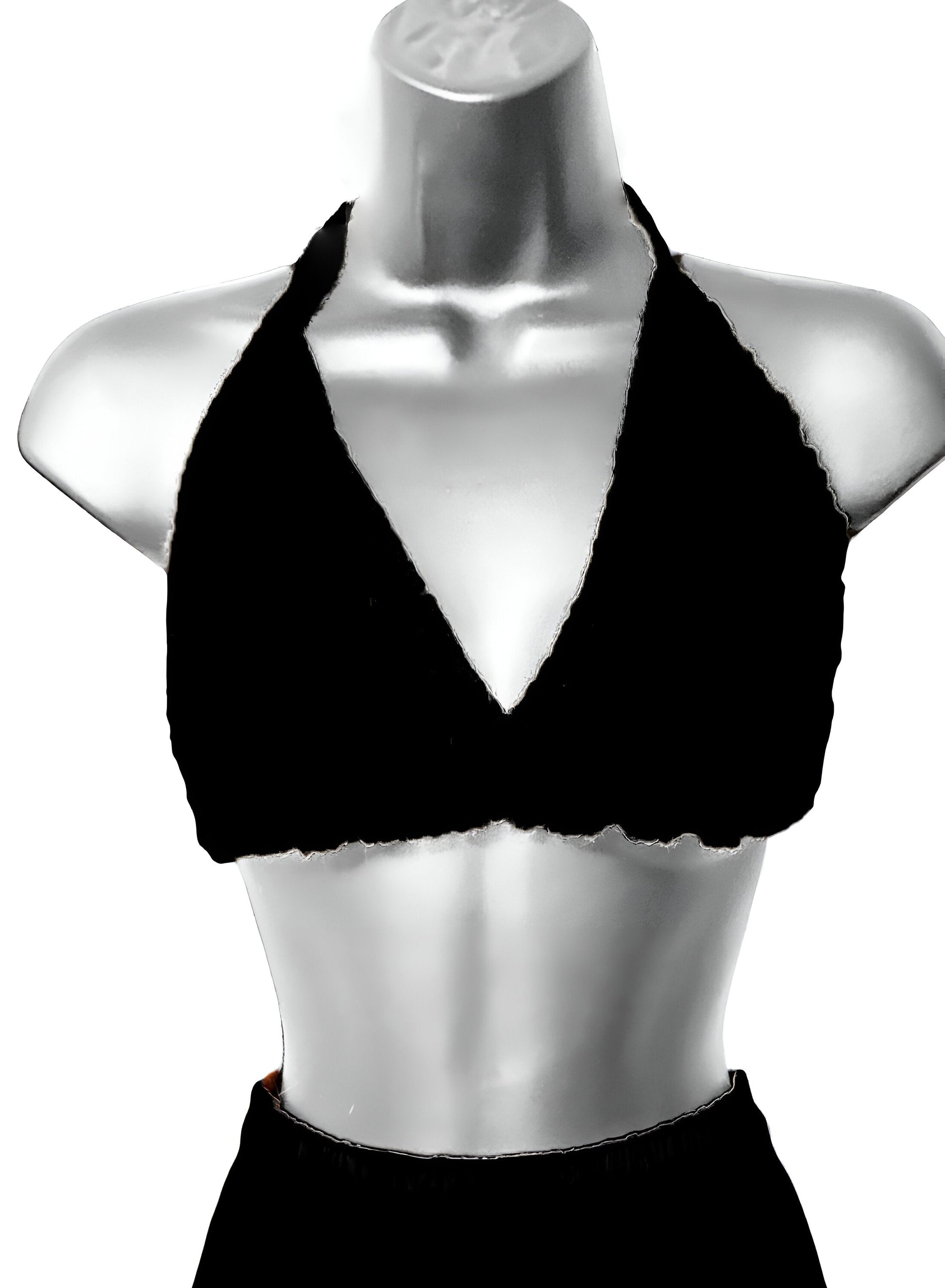 Full Coverage Black Tie Back Rave Festival Crocheted Bralette Bikini Crop Top - Autumn LeAnn Designs®