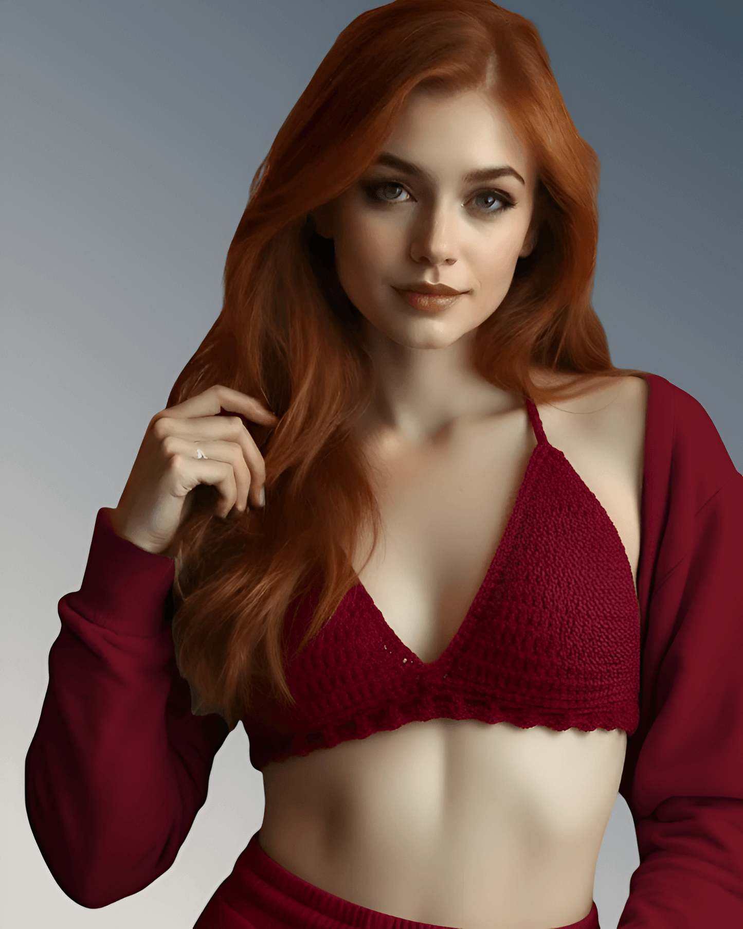 Full Coverage Red Women's Bralette Bikini Crop Top