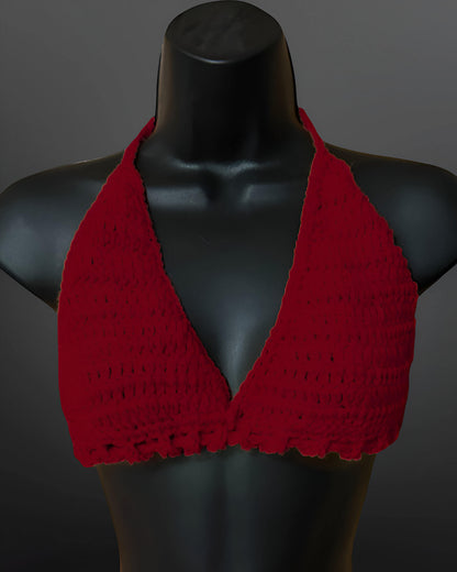 Full Coverage Red Women's Bralette Bikini Crop Top