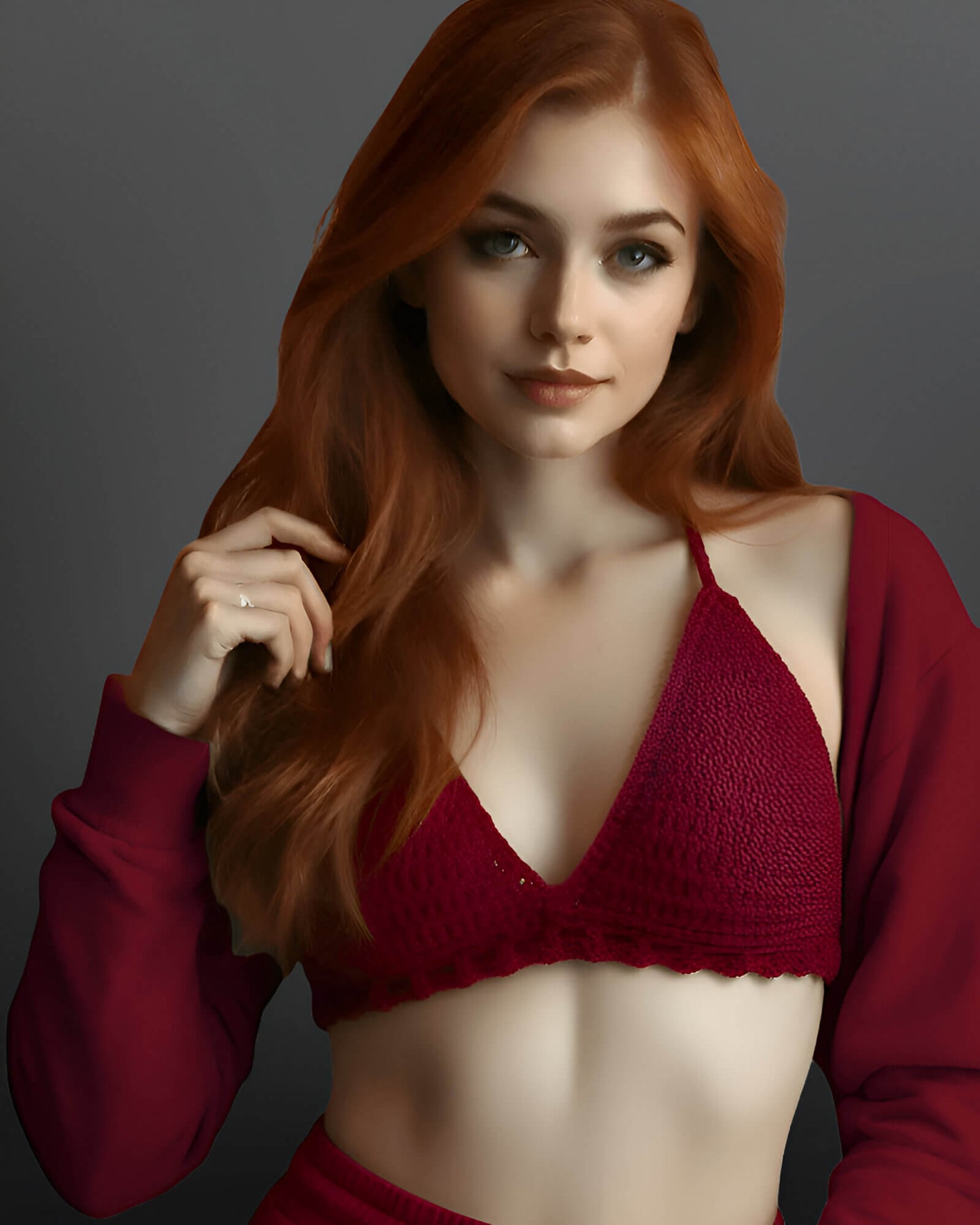 Full Coverage Red Women's Bralette Bikini Crop Top