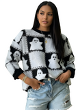 Chic Ghostly Women's Cozy Halloween Fall Pullover Sweater