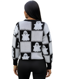 Chic Ghostly Women's Cozy Halloween Fall Pullover Sweater
