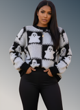 Chic Ghostly Women's Cozy Halloween Fall Pullover Sweater