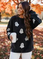 Glitter Ghost Halloween Fall Long Sleeve Sweatshirt