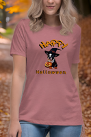 Autumn LeAnn Designs | Happy Halloween Boston Terrier Women's Relax T-Shirt, Heather Stone