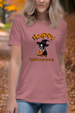 Autumn LeAnn Designs | Happy Halloween Boston Terrier Women's Relax T-Shirt, Heather Prism Natural