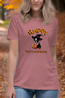 Autumn LeAnn Designs | Happy Halloween Boston Terrier Women's Relax T-Shirt, Leaf