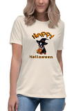 Autumn LeAnn Designs | Happy Halloween Boston Terrier Women's Relax T-Shirt, Heather Prism Natural