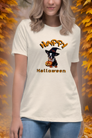 Autumn LeAnn Designs | Happy Halloween Boston Terrier Women's Relax T-Shirt, Heather Prism Natural