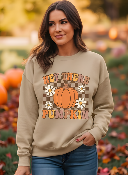 Hey There Pumpkin Graphic Long Sleeve Sweatshirt