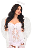 White Angel Bustier Corset 4pc Cosplay Women's Halloween Costume