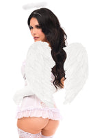 White Angel Bustier Corset 4pc Cosplay Women's Halloween Costume