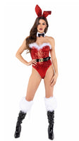 Sexy Holiday Bunny Red Sequin Corset Romper Costume