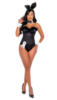 Boudoir 9pc Bunny Bustier Women's Halloween Cosplay Costume, Black