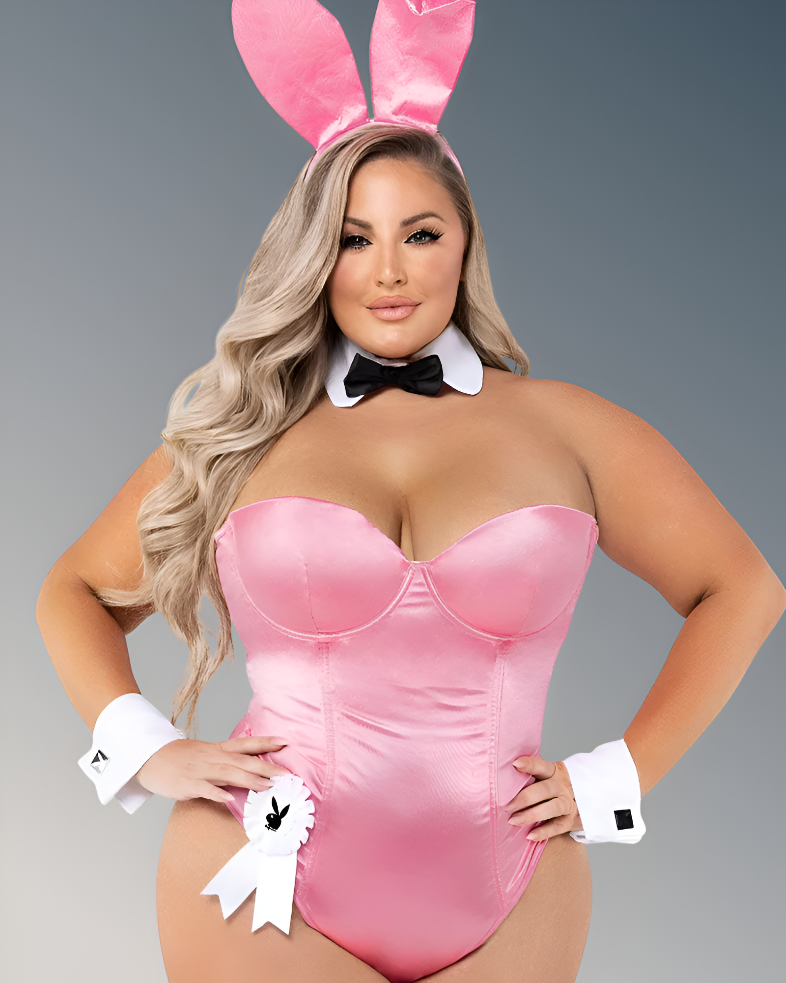 Playboy Bunny Women’s Pink 8pc Halloween Cosplay Costume
