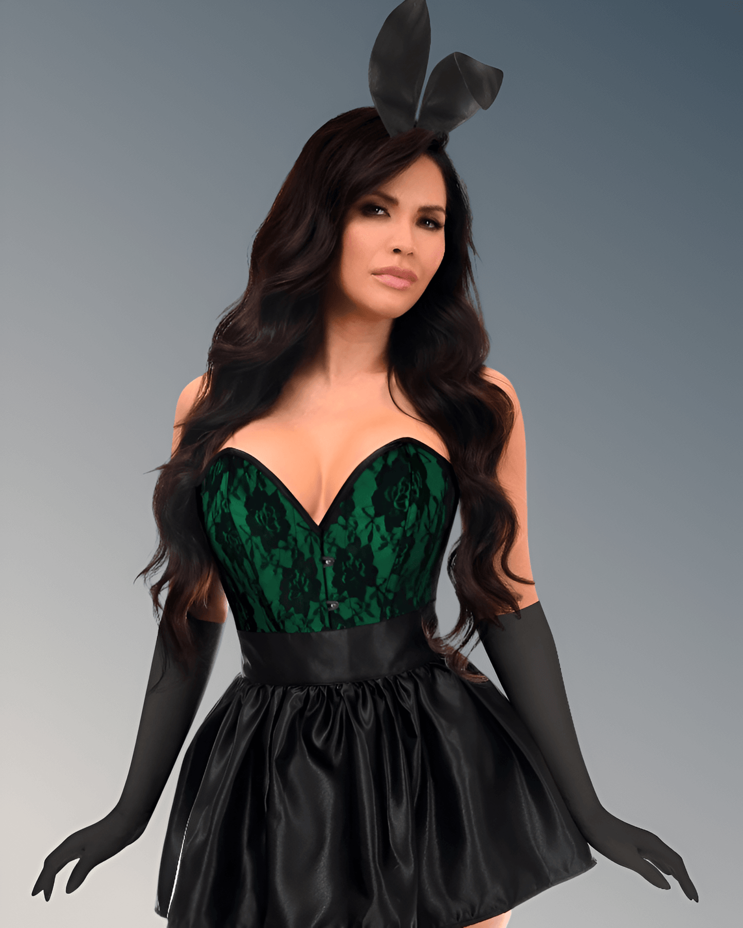 Premium Boudoir Women's Green 5pc Corset Halloween Cosplay Fantasy  Bunny Costume