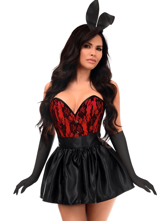 Premium Boudoir Women's Red 5pc Corset Halloween Cosplay Fantasy Bunny Costume Daisy Corsets
