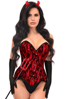 Premium Red Devil Corset 4pc Cosplay Women's Halloween Costume