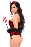 Premium Red Devil Corset 4pc Cosplay Women's Halloween Costume