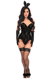 Premium Black Bunny Corset 4pc Cosplay Women's Halloween Costume