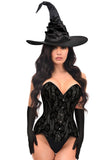 Premium Black Witch Corset 3pc Cosplay Women's Halloween Costume