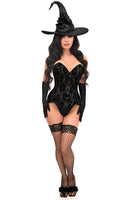 Premium Black Witch Corset 3pc Cosplay Women's Halloween Costume