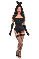 Burlesque Bunny Black Corset 4pc Cosplay Women's Halloween Costume