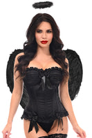 Burlesque Dark Angel Black Corset 3pc Cosplay Women's Halloween Costume