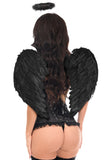 Burlesque Dark Angel Black Corset 3pc Cosplay Women's Halloween Costume