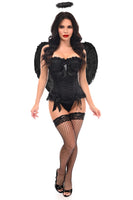 Burlesque Dark Angel Black Corset 3pc Cosplay Women's Halloween Costume