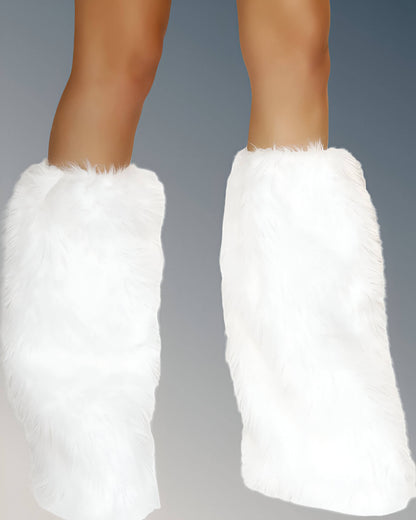 White Faux Fur Leg Warmers